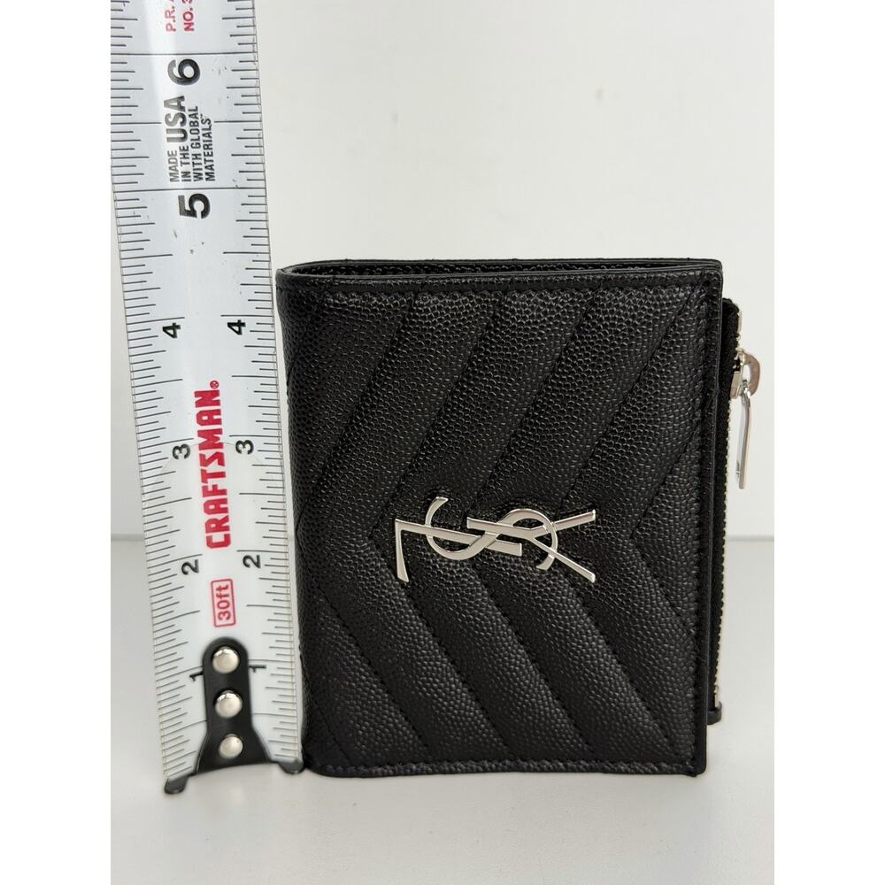 Saint Laurent Cassandre Matelasse Bifold Wallet in Black Grain de Poudre Leather - Picture 10 of 15